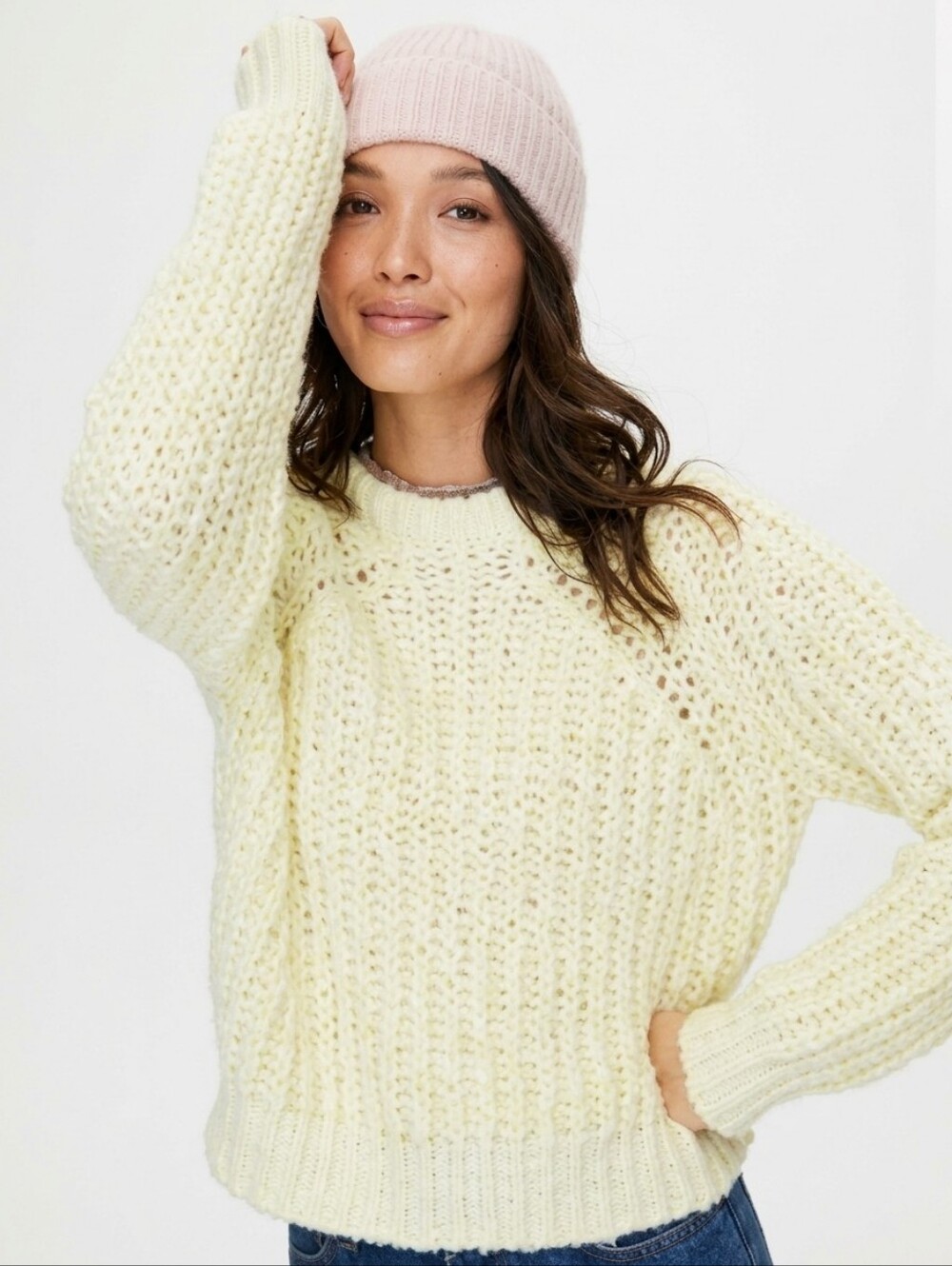 Aritzia Wilfred Confetti Cropped Cotton Mock Neck Texture Knit Sweater Sm